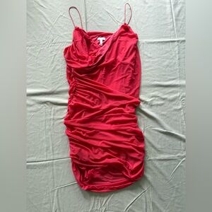 Leith Vibrant Red Mini Dress 3X | Cinched Sides Spaghetti Straps